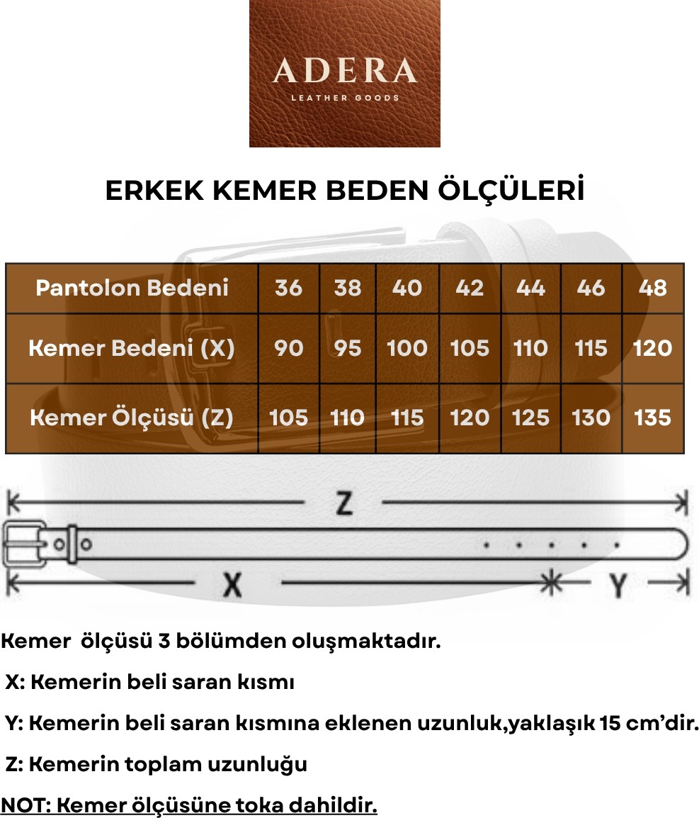 Adera Erkek %100 Hakiki Deri Kahverengi Kemer görsel 8