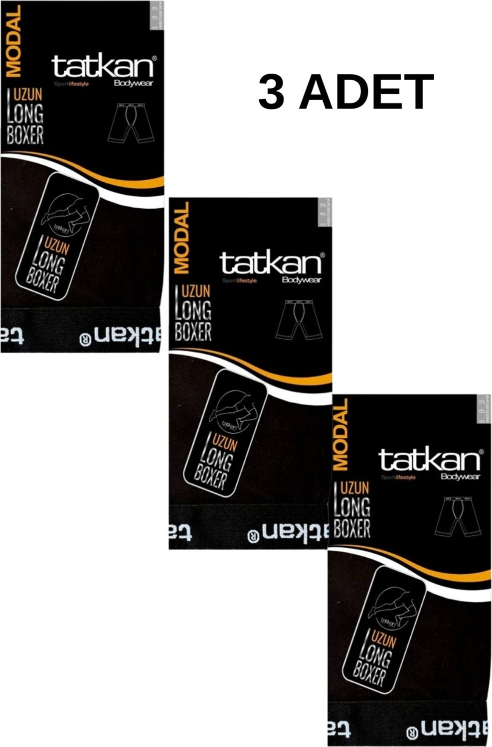 Tatkan Erkek 3'lü Çok Renkli Uzun ( Long ) Penye Modal Boxer Short Abani Classic görsel 4