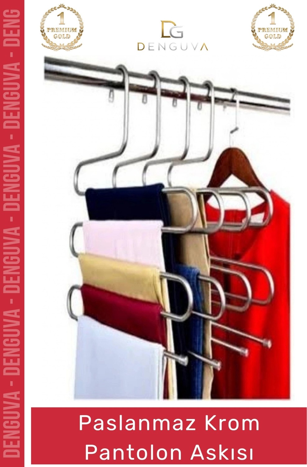 Denguva #pantolonaskısı Şık Metal Yer Tasarrufu Sağlayan Lüks Kaliteli Dolap Paslanmaz Krom Pantolon Askısı görsel 3