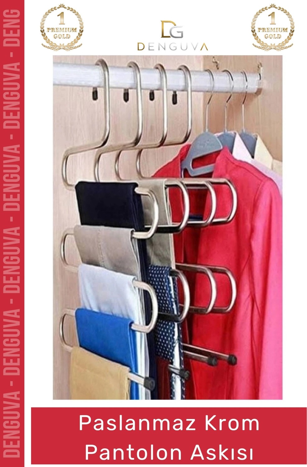 Denguva #pantolonaskısı Şık Metal Yer Tasarrufu Sağlayan Lüks Kaliteli Dolap Paslanmaz Krom Pantolon Askısı görsel 4