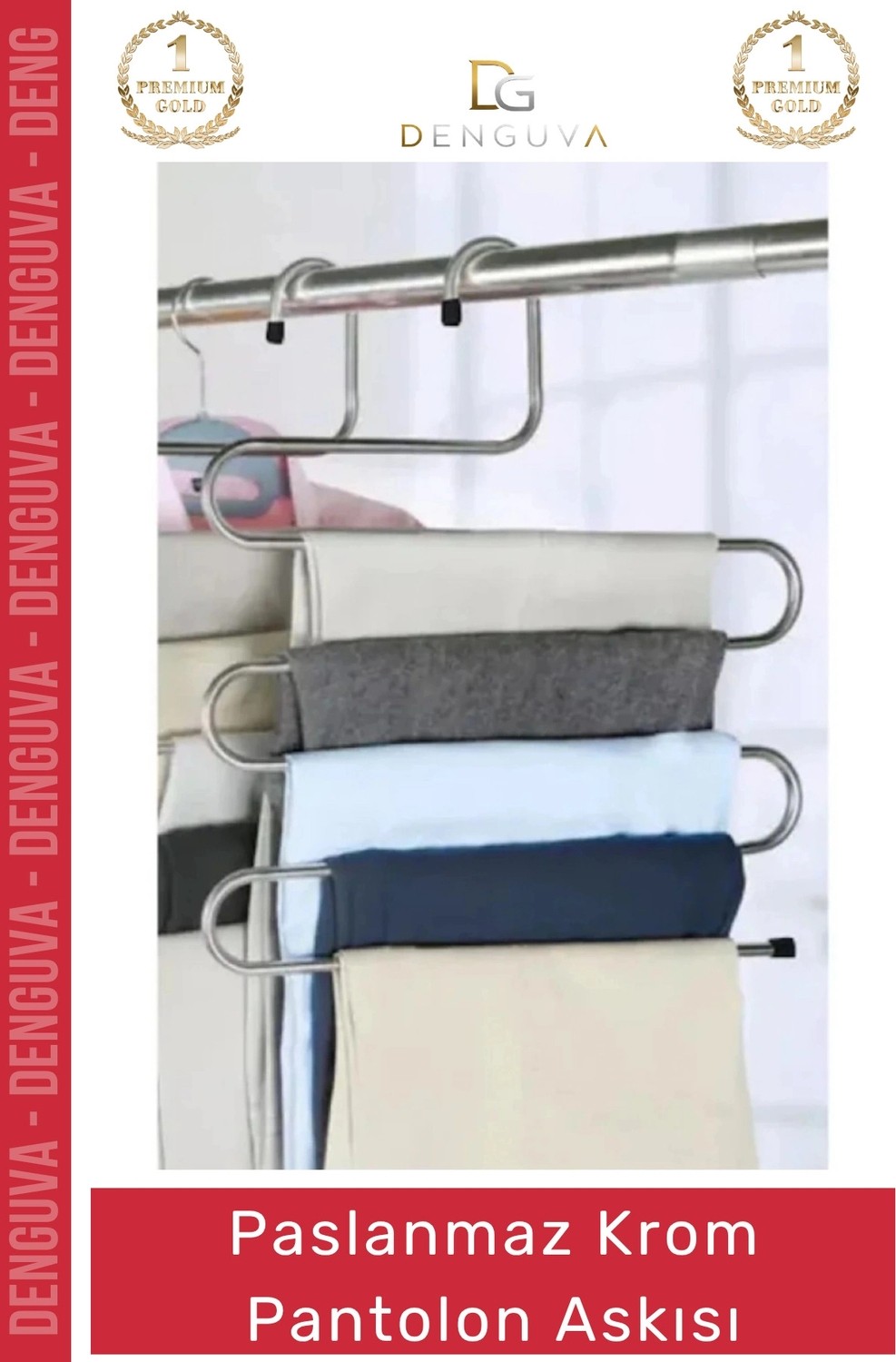 Denguva #pantolonaskısı Şık Metal Yer Tasarrufu Sağlayan Lüks Kaliteli Dolap Paslanmaz Krom Pantolon Askısı görsel 5