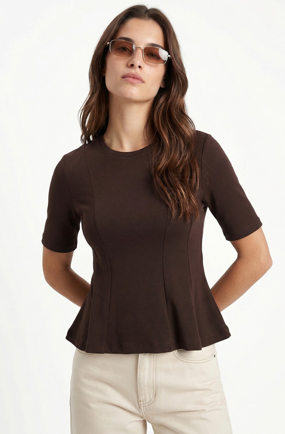 Ritnice Kadın Ella Beyaz Peplum Bluz görsel 7