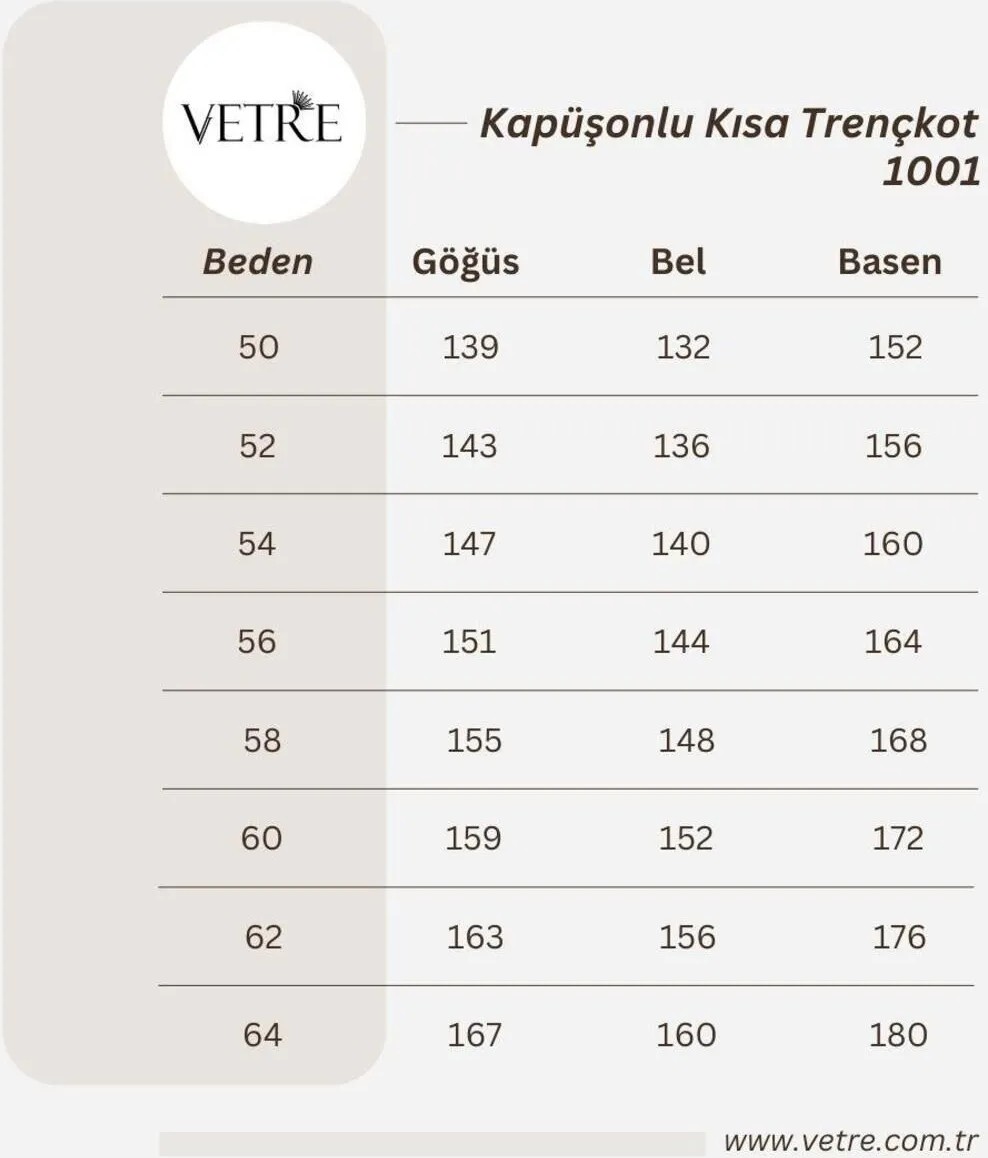 Vetre Kadın Büyük Beden Kapüşonlu Vizon Kısa Trençkot 1001 görsel 6