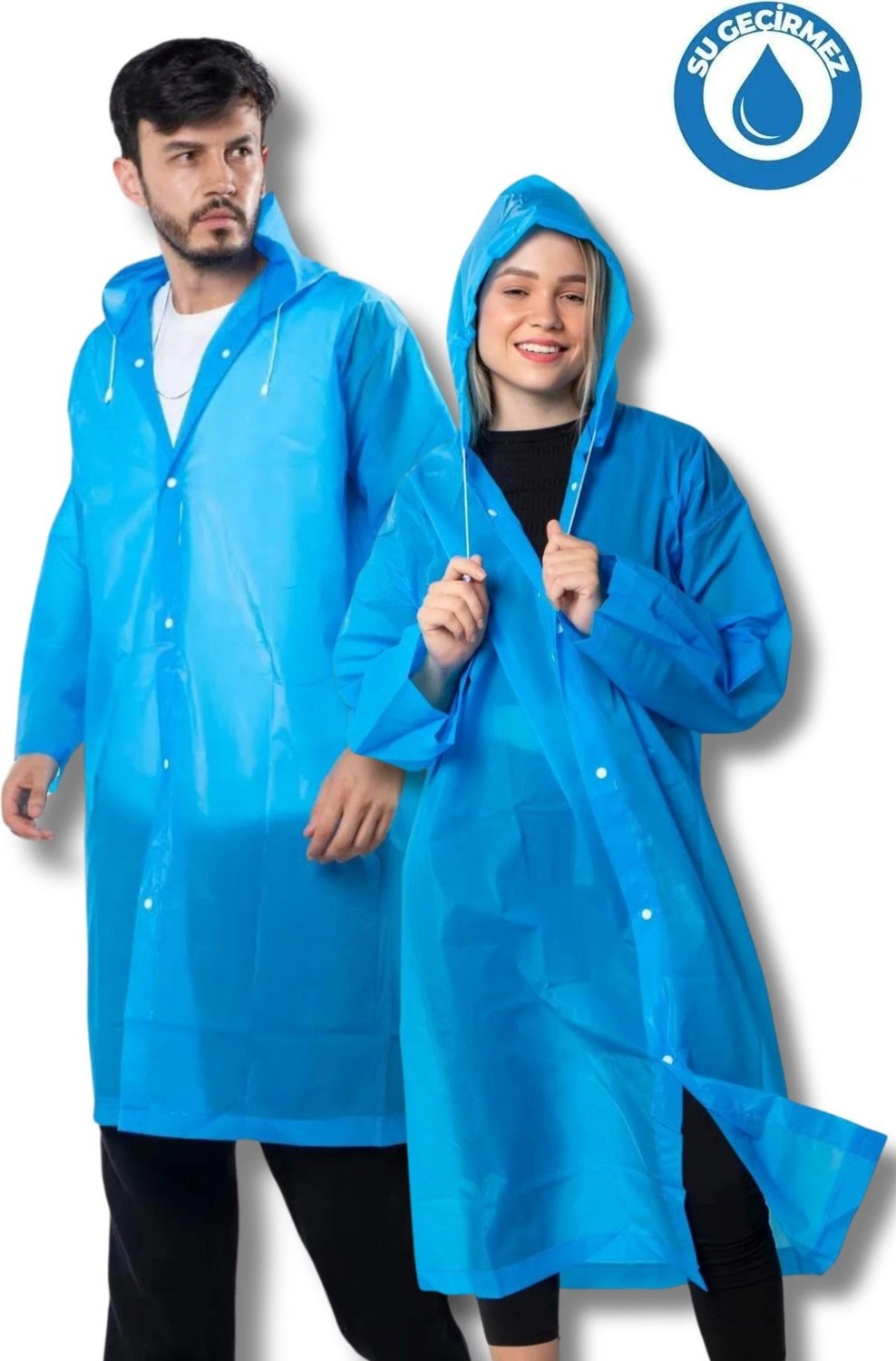 Eleven Markets Kadın Erkek Yağmurluk Kapüşonlu Çıtçıtlı Eva Koyu Yeşil Asker Yeşili Yağmurluk BYMMRC881R1