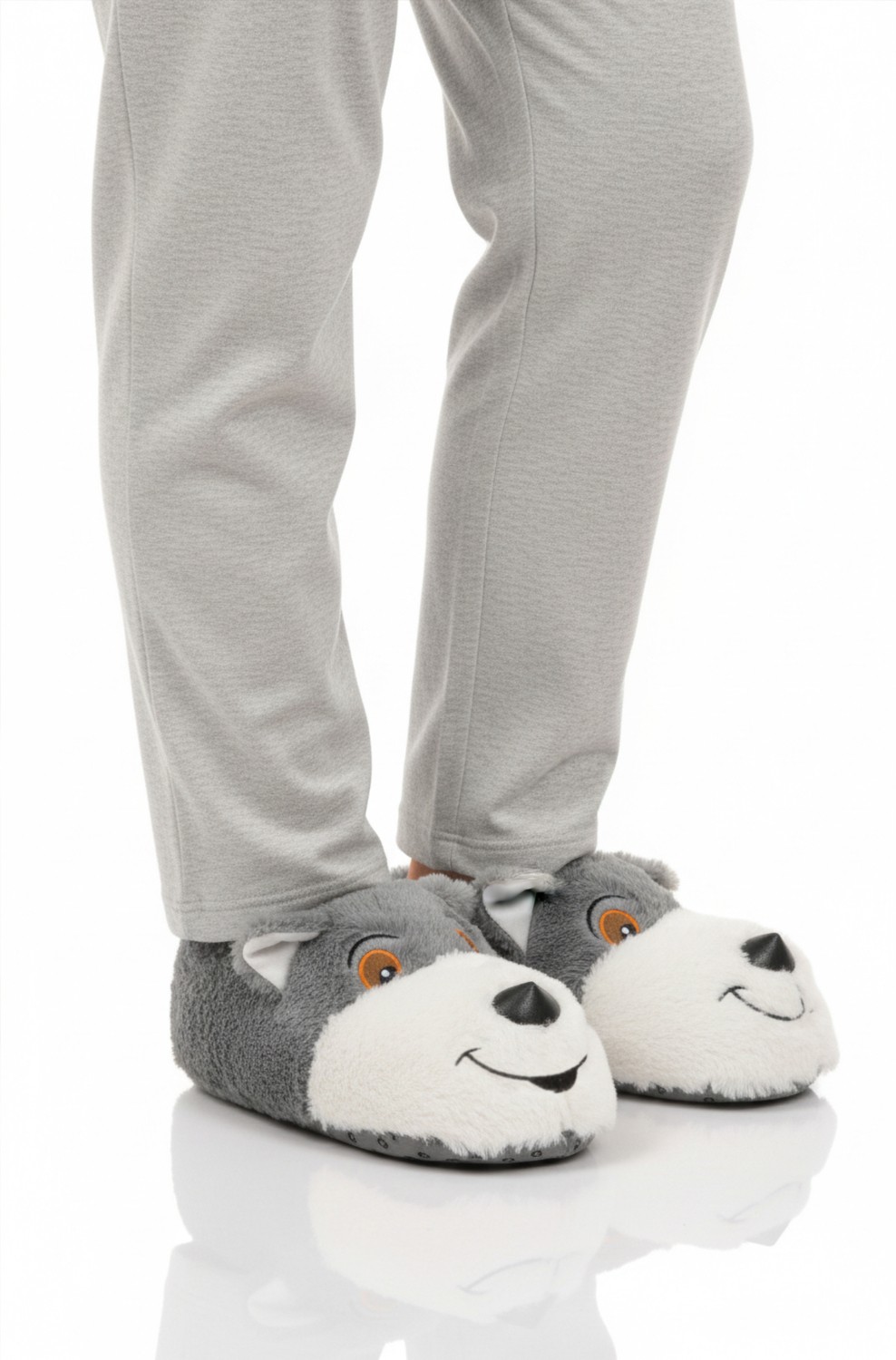 Ayakmod Gri Köpek Desenli Panduf 26K001