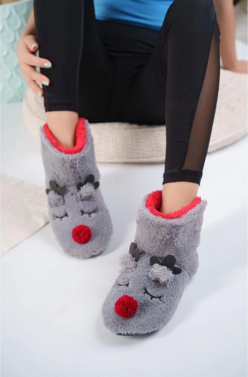 Slipcat Geyikli Ev Botu Kadın Ev Botu Panduf Ev Botu görsel 4