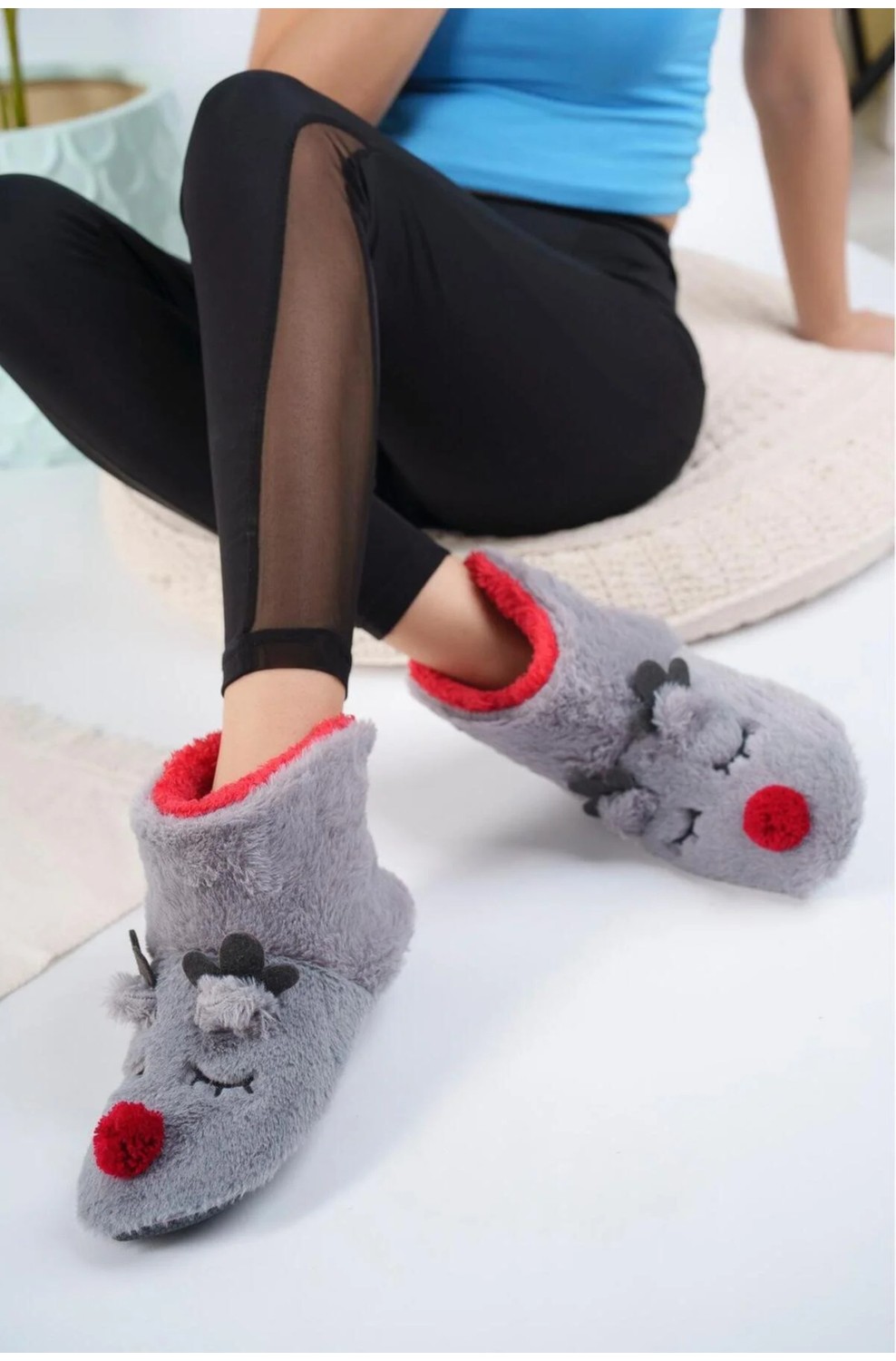 Slipcat Geyikli Ev Botu Kadın Ev Botu Panduf Ev Botu görsel 5
