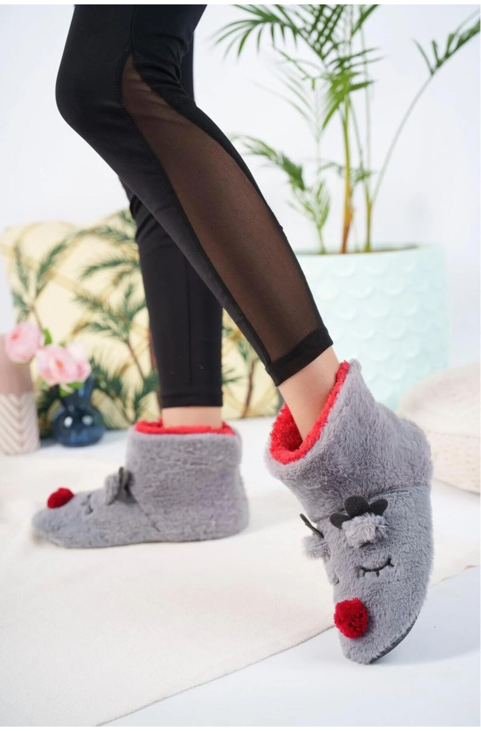 Slipcat Geyikli Ev Botu Kadın Ev Botu Panduf Ev Botu görsel 6