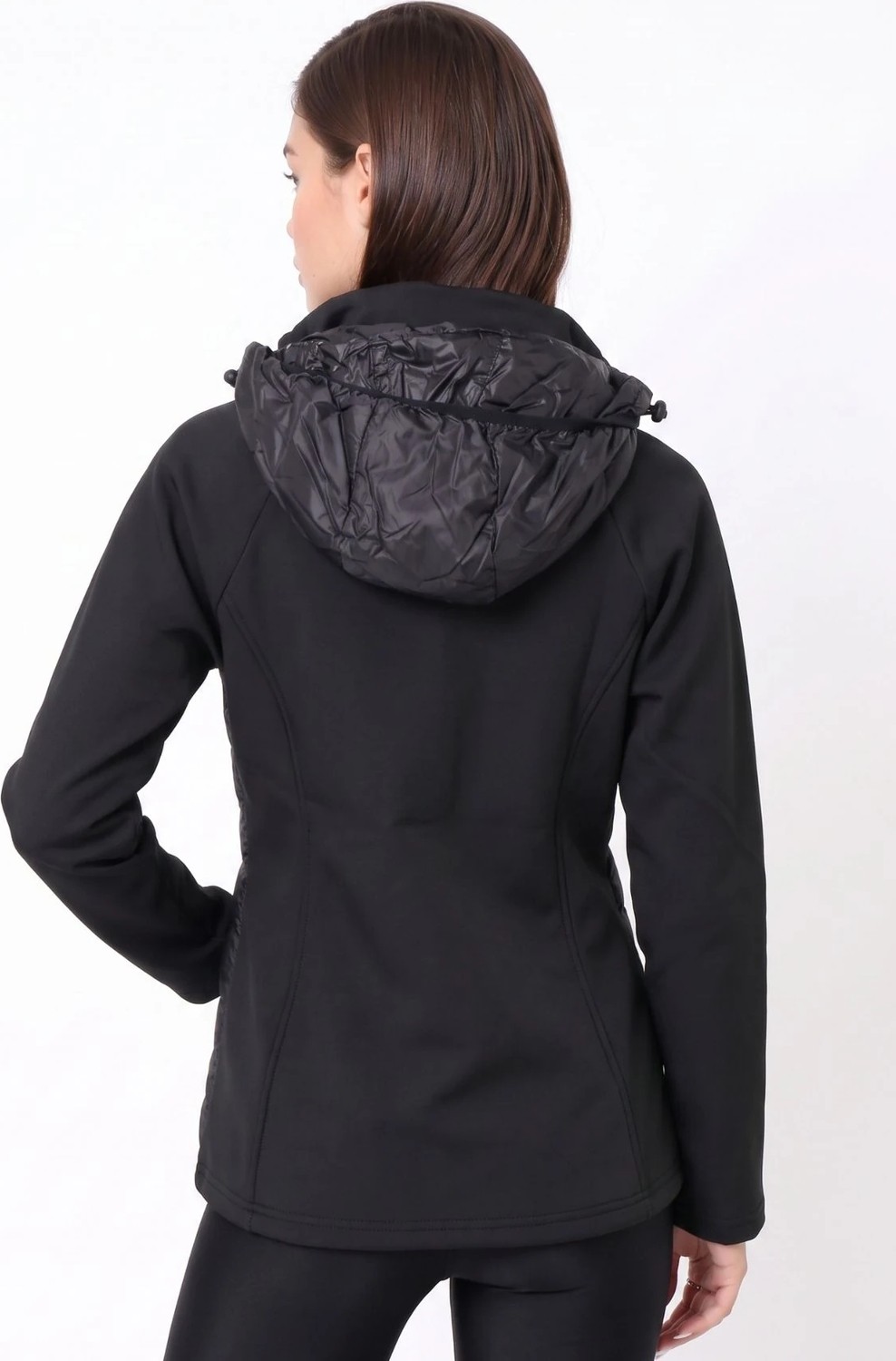 Cemo Kapüşonlu Softshell Kollu Şişme Kadın Mont görsel 7