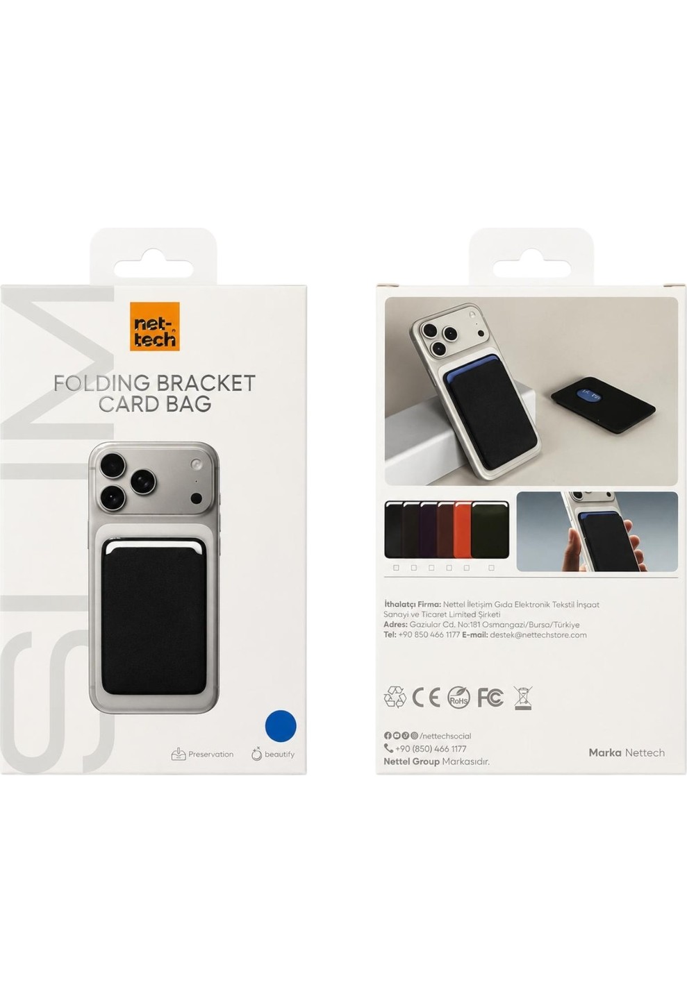 Nettech NT-N116 Magsafe Standlı ve Kart Gözlü Telefon Arkalığı Cüzdan görsel 5