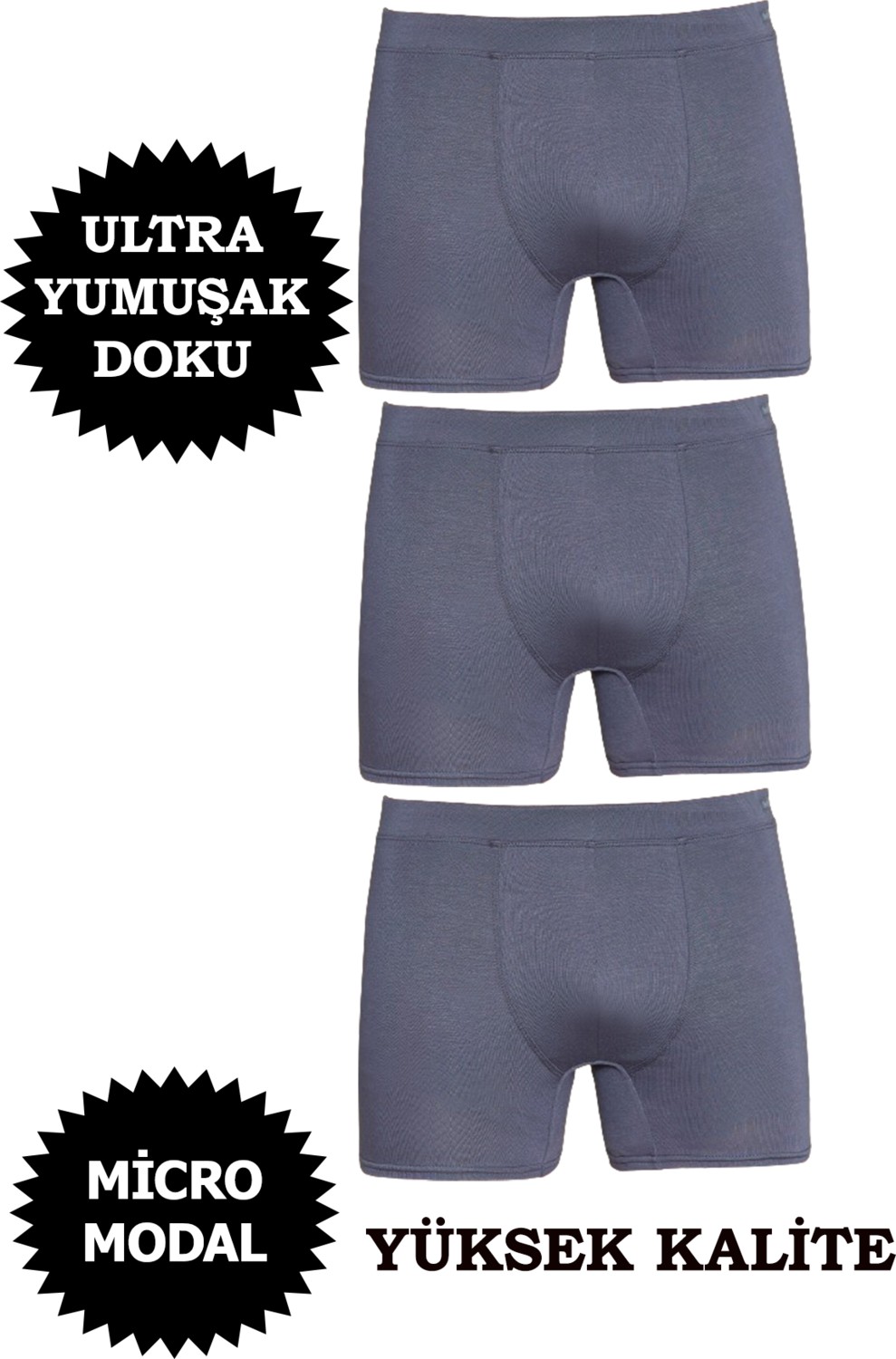 Berrak Erkek Micro Modal Boxer Yüksek Kalite 3'lü Paket görsel 5