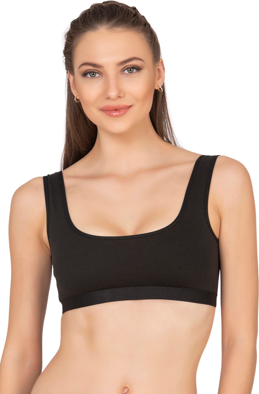 Özkan Underwear Özkan 27407 Kadın Pamuklu Likralı Çıkarılabilir Pedli Balensiz Süprem Kumaş Rahat Kalın Askılı Sütyen Büstiyer