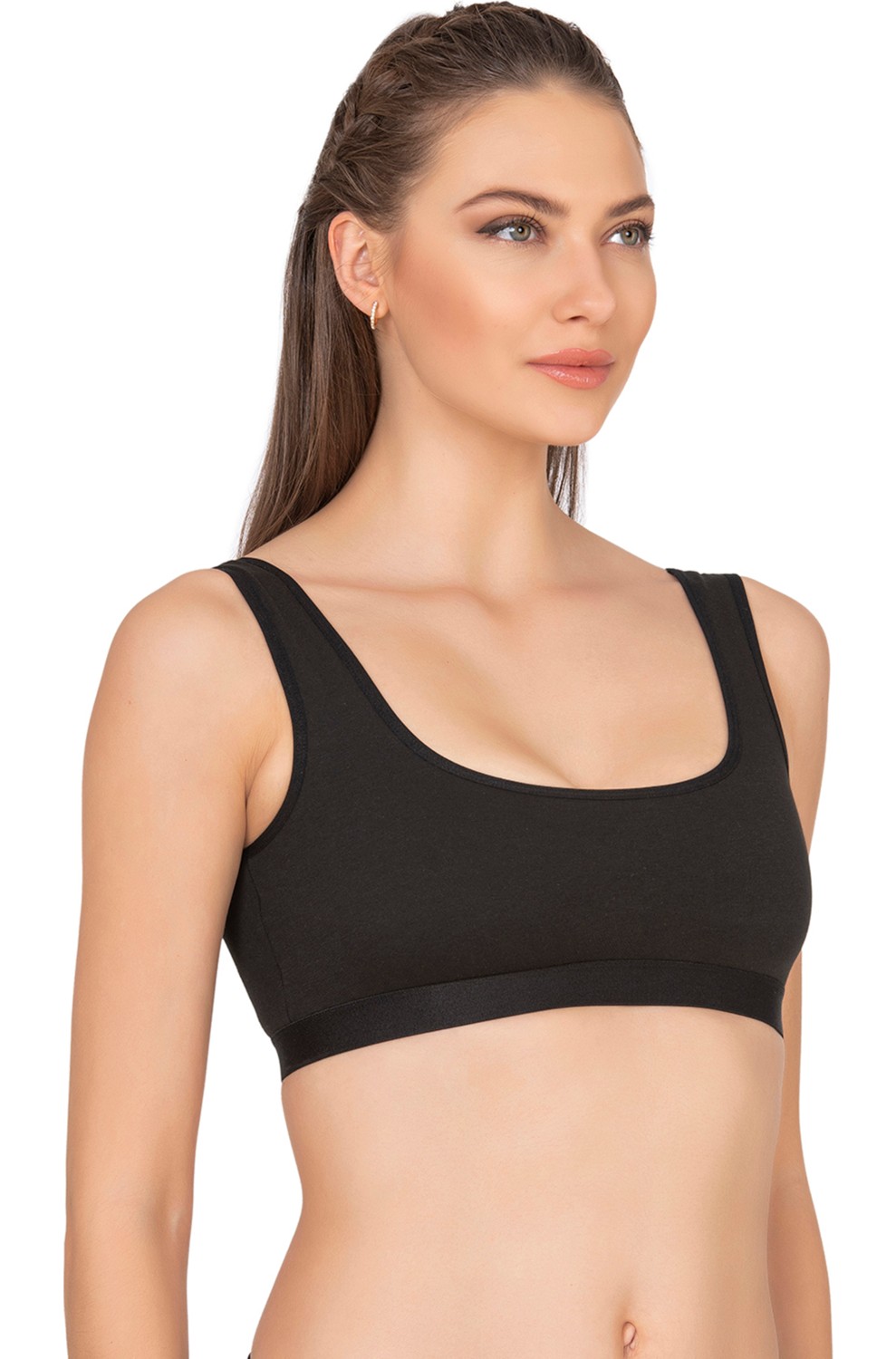 Özkan Underwear Özkan 27407 Kadın Pamuklu Likralı Çıkarılabilir Pedli Balensiz Süprem Kumaş Rahat Kalın Askılı Sütyen Büstiyer görsel 3