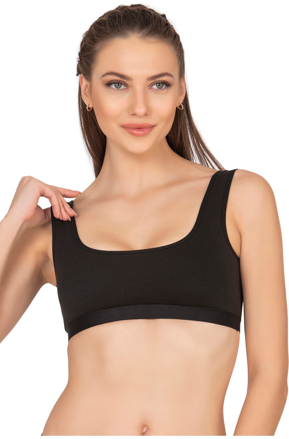 Özkan Underwear Özkan 27407 Kadın Pamuklu Likralı Çıkarılabilir Pedli Balensiz Süprem Kumaş Rahat Kalın Askılı Sütyen Büstiyer görsel 4