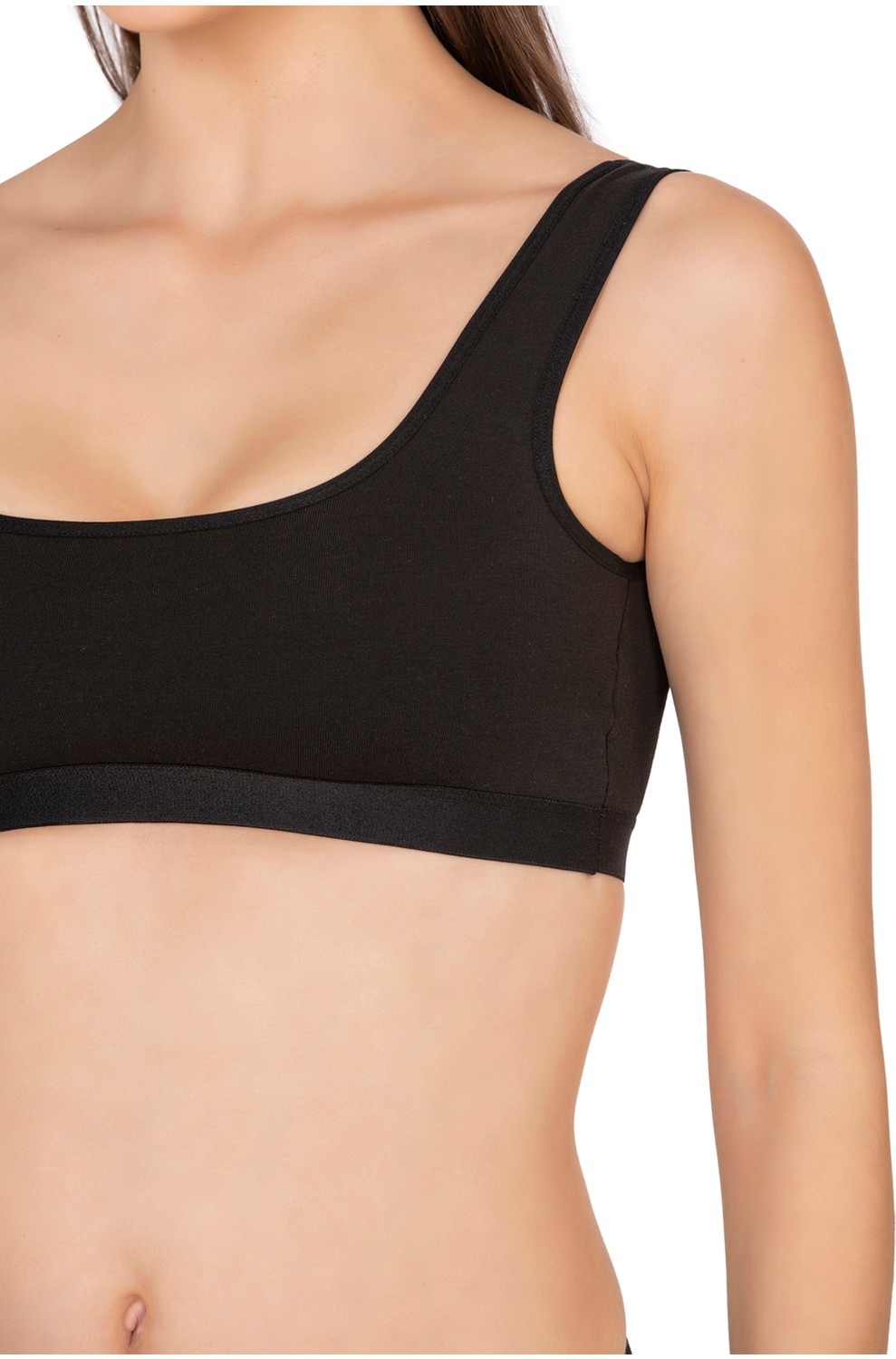 Özkan Underwear Özkan 27407 Kadın Pamuklu Likralı Çıkarılabilir Pedli Balensiz Süprem Kumaş Rahat Kalın Askılı Sütyen Büstiyer görsel 5