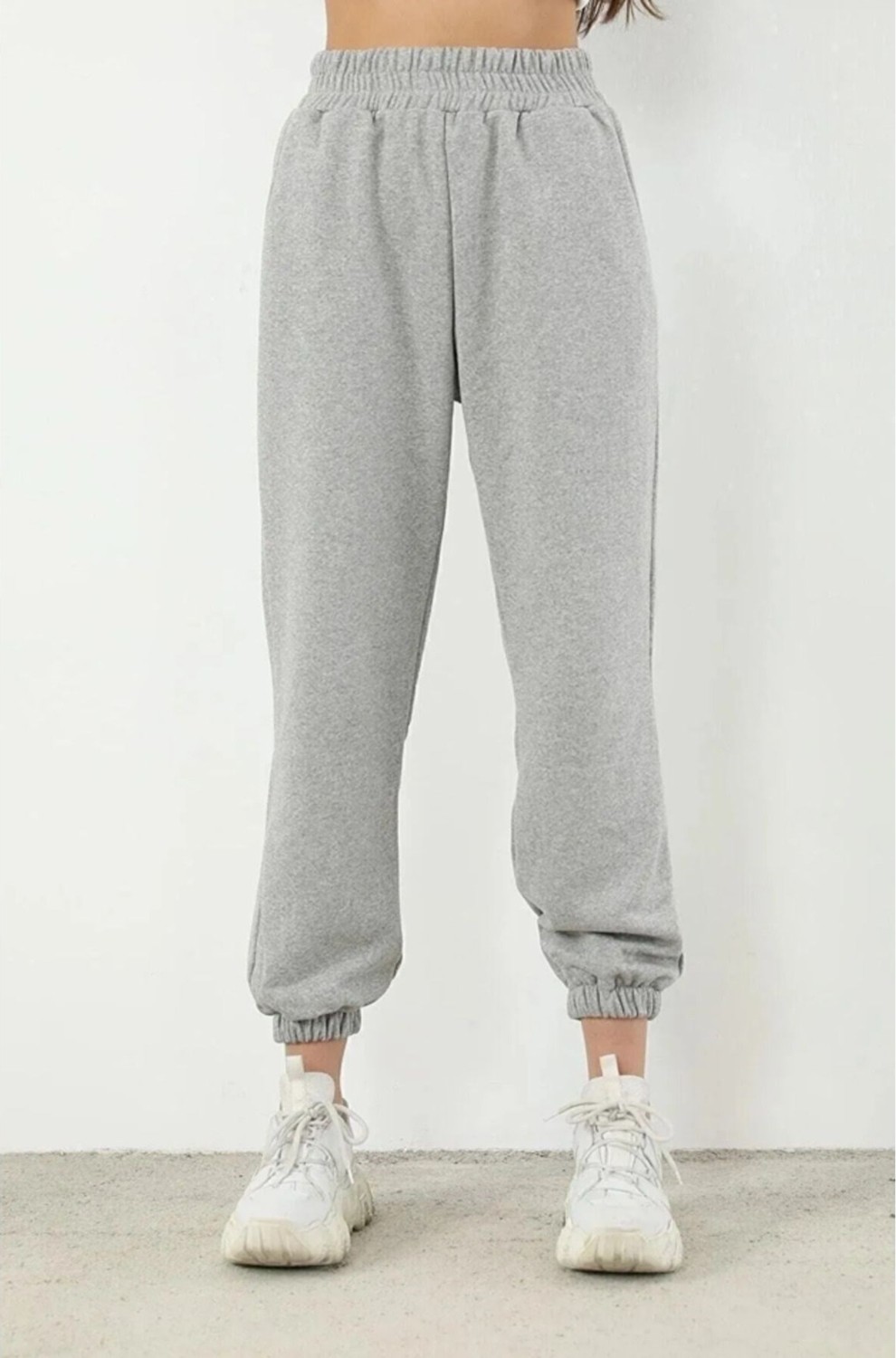 Pandy 2'li Unisex Siyah-Gri Yüksek Belli Jogger Eşofman Altı görsel 3