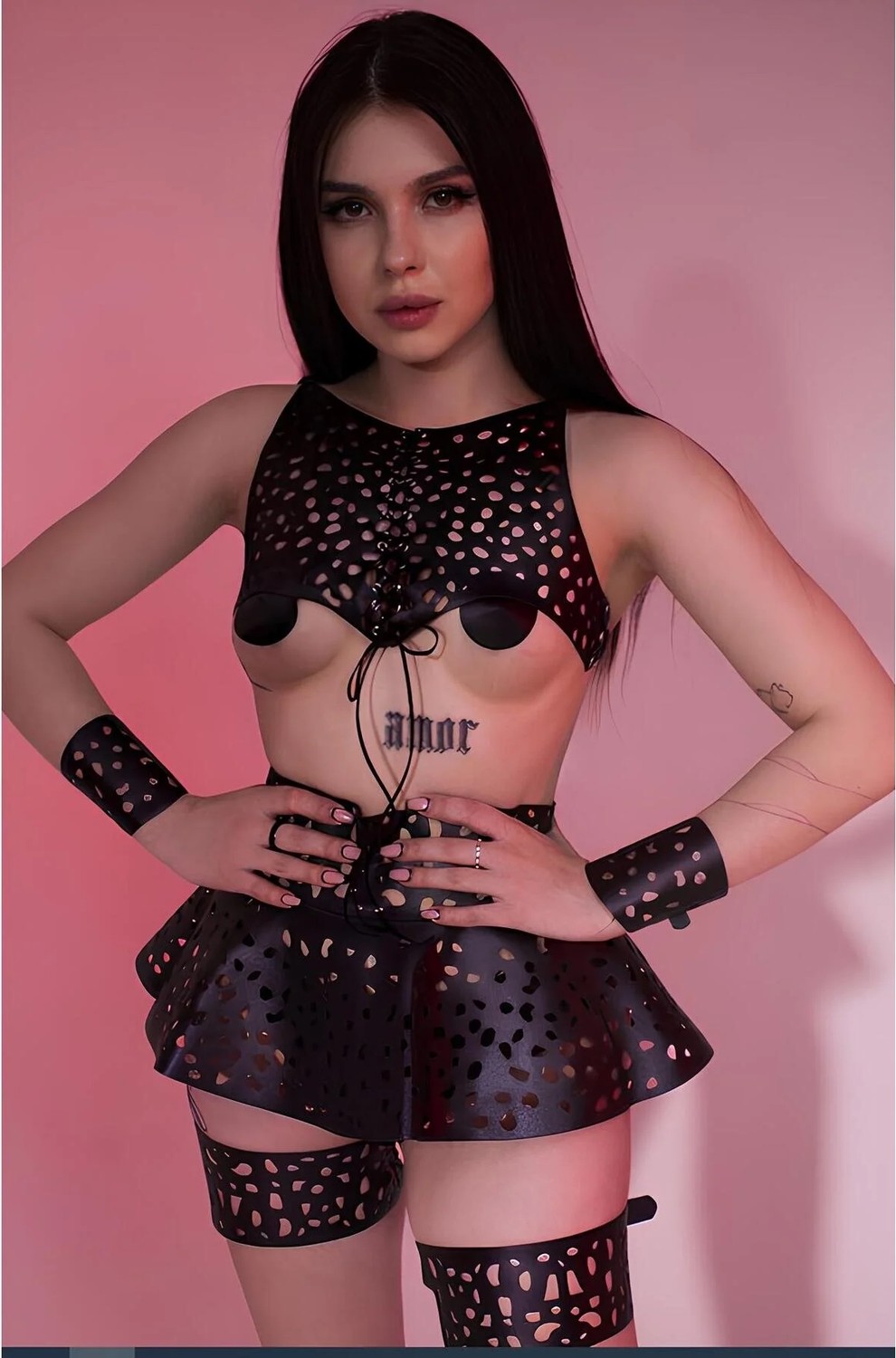 Luna Vanessa Yılbaşına Özel Body Deri Fantezi Kostüm -2184-YLBS-FKO-XL