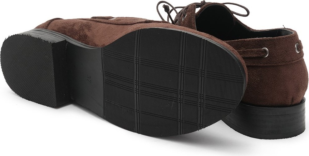 Mio Gusto Kahverengi Kuşgözü Detaylı Bağcıklı Kadın Loafer görsel 5