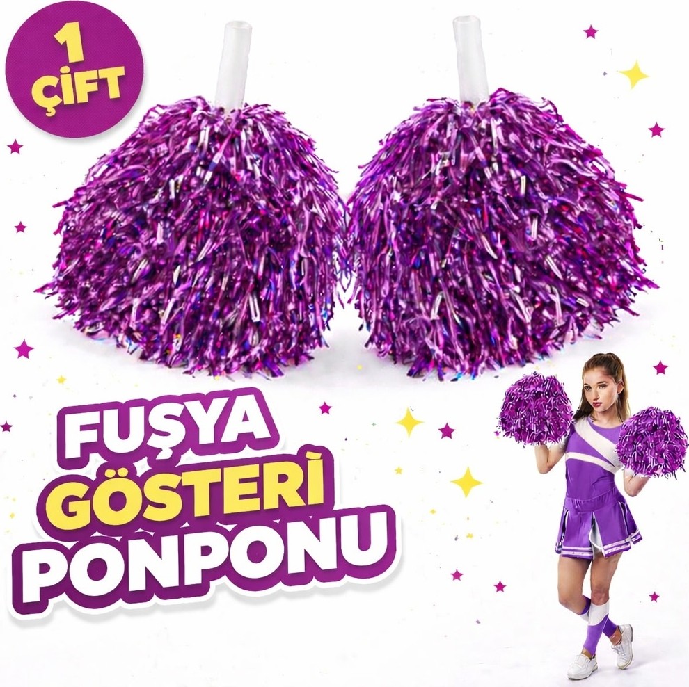 Die Grup 1 Çift ( 2 Adet ) Fuşya Renk 23 Nisan 19 Mayıs 29 Ekim Okul Gösteri Ponponları