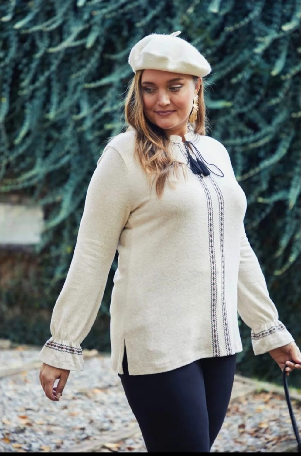 Wear On Collection Büyük Beden Yumuş Kumaş Bağcıklı Bluz görsel 3