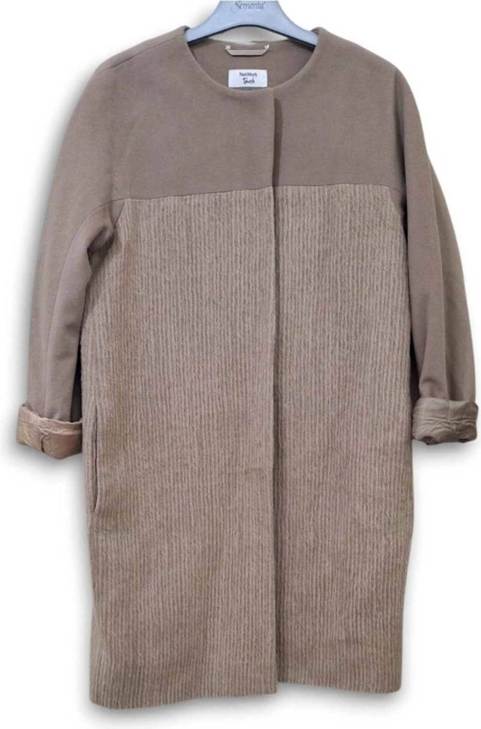 PATRIZIA PEPE ÇIKARILABİLİR TÜL DETAYLI 38 / M - L/40 CAMEL KRUVAZE YAKALI KAŞE PALTO KABAN