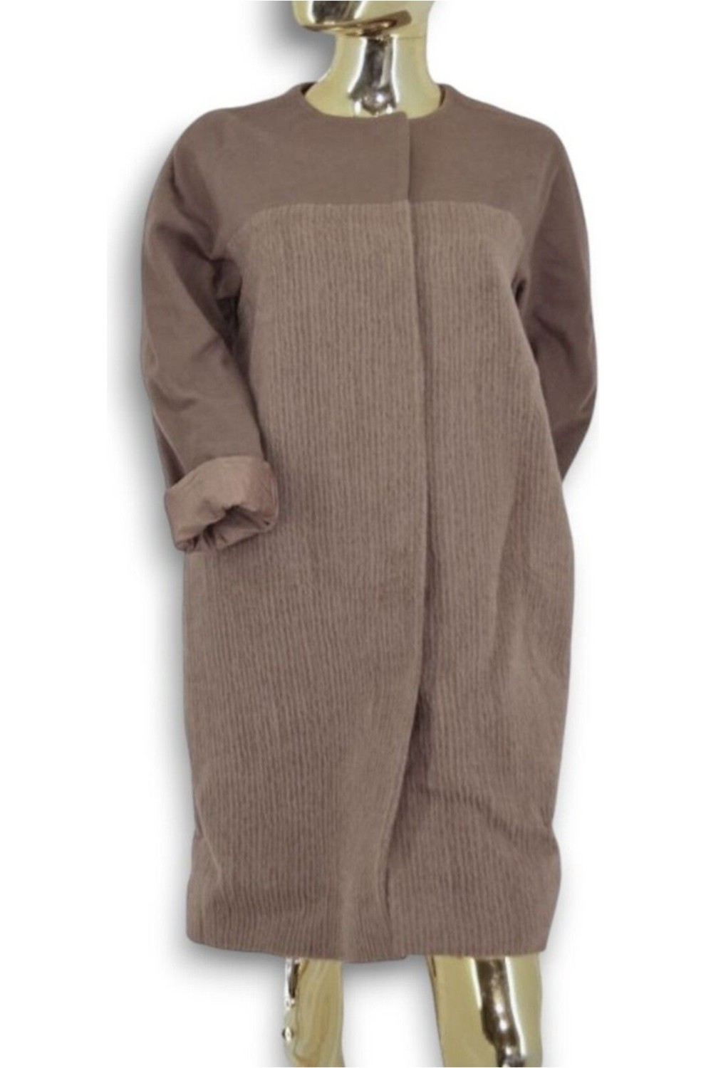 PATRIZIA PEPE ÇIKARILABİLİR TÜL DETAYLI 38 / M - L/40 CAMEL KRUVAZE YAKALI KAŞE PALTO KABAN görsel 2