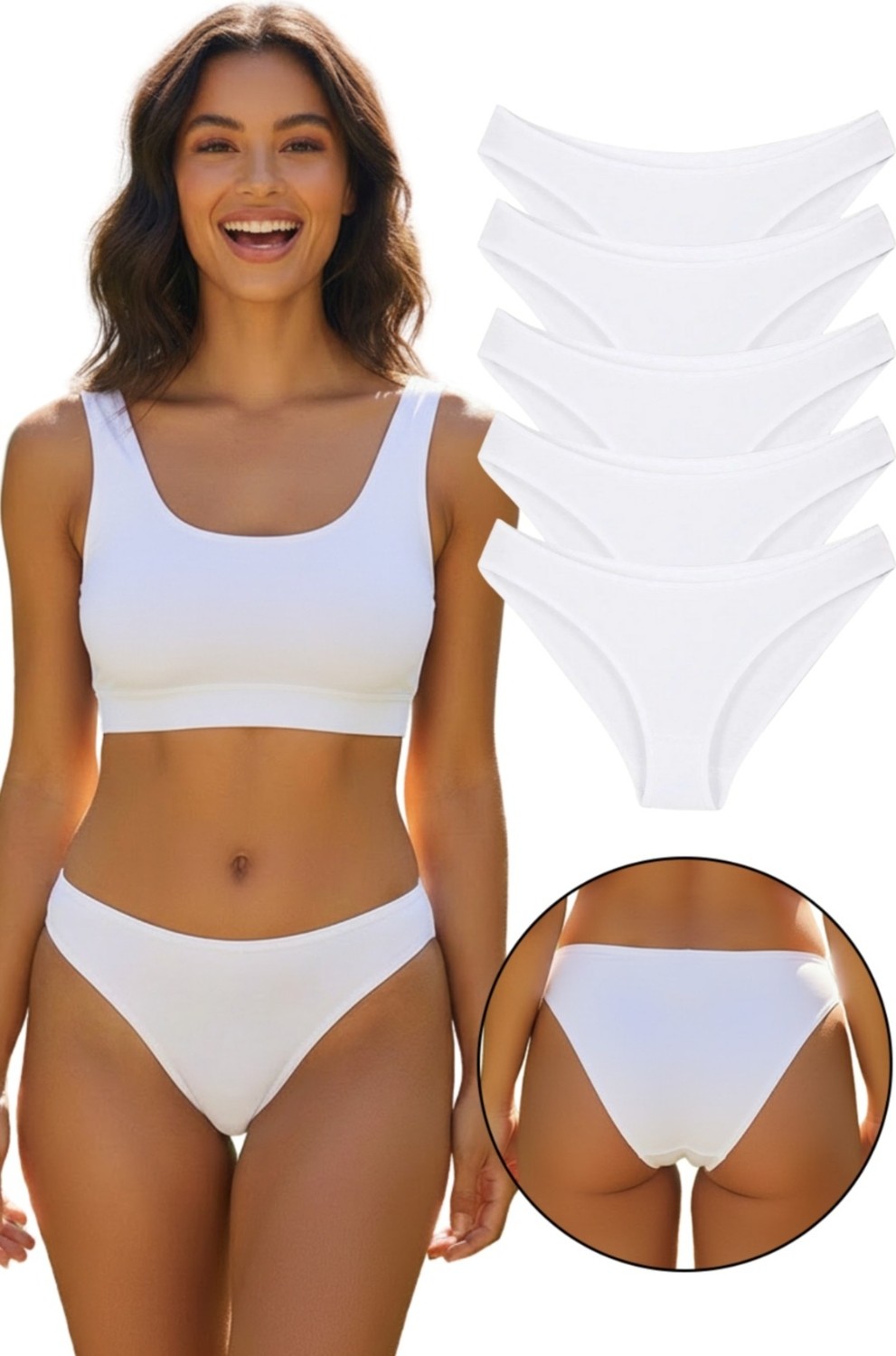 Sensu Kadın Günlük Pamuklu Külot Ten Bikini Model 5'li Paket KTS1058 görsel 7
