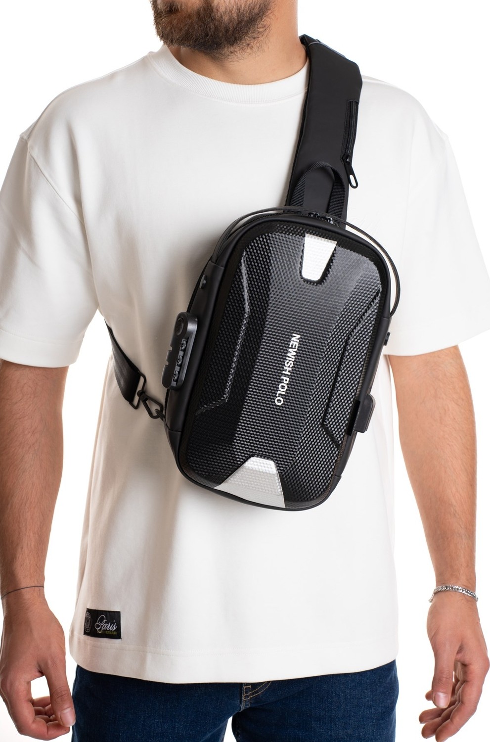 Newish Erkek Şifreli Kilitli Su Geçirmez Sling Bag 404 Çapraz Omuz ve Sırt Çantası - NEW404 görsel 7