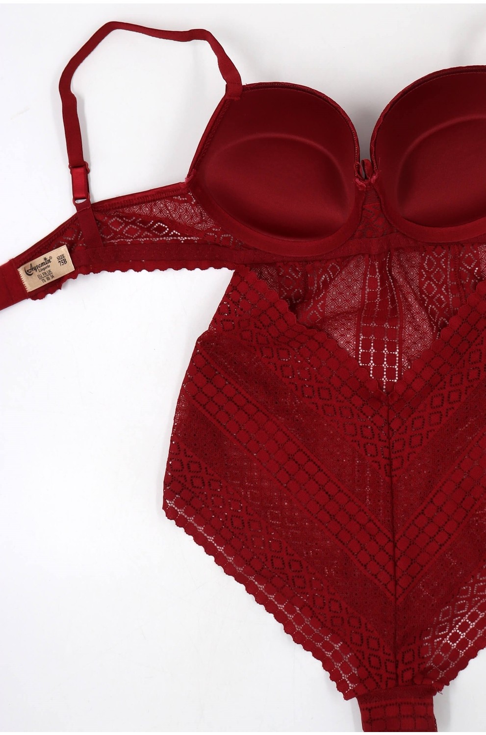 Hadiora Kadın Çağla Yeşili Dantelli Destekli Bodysuit görsel 8