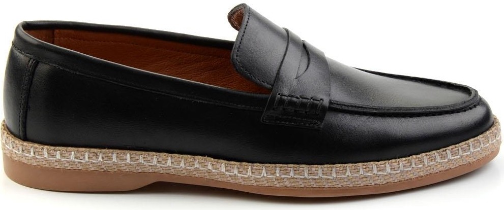 Bambi Siyah Leather Erkek Espadril E01079709003