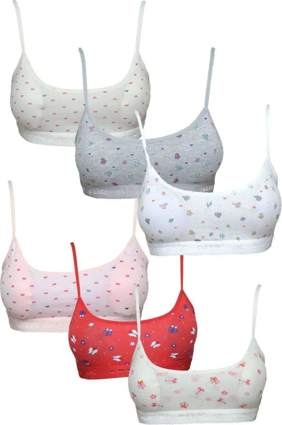 Ematcrt Pedli Ip Askılı Yarım Atlet Desenli Büstiyer 6 Lı Set 1