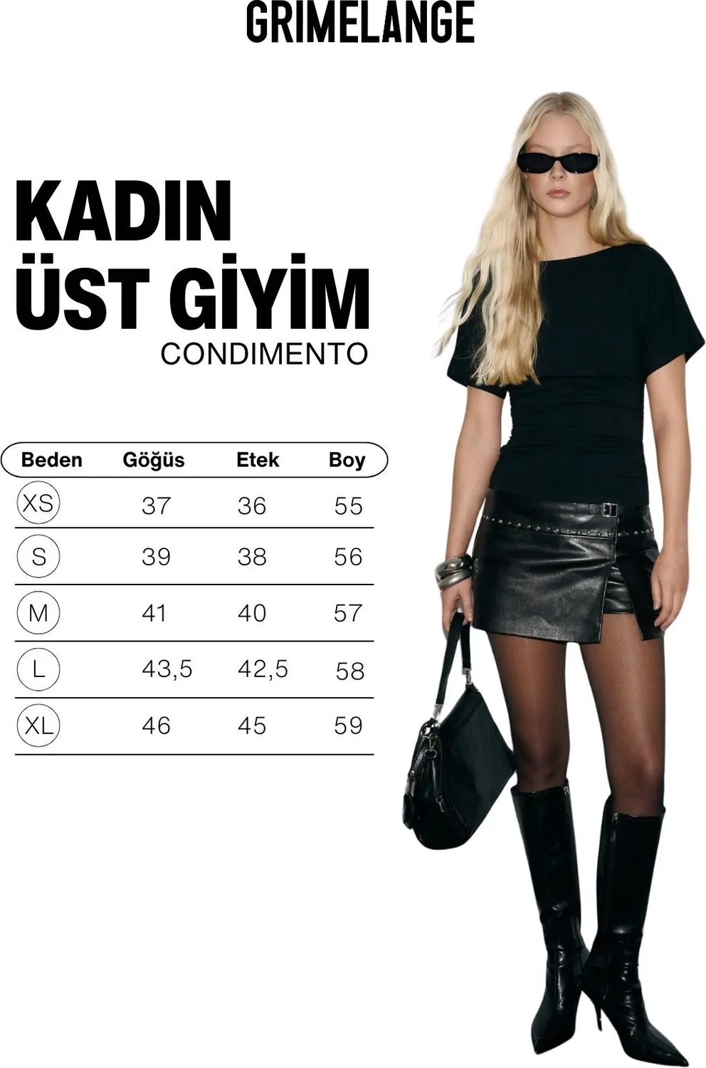 Grimelange CONDIMENTO Kadın Yumuşak Ve Esnek Kumaşlı Büzgülü Slim Fit Siyah Bluz görsel 6