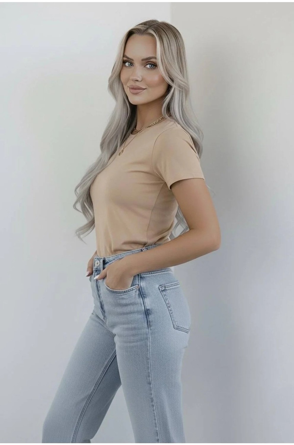 Hashtag Kadın Bisiklet Yaka Kısa Kollu Body Basic Tişört Viskon Kumaş görsel 5