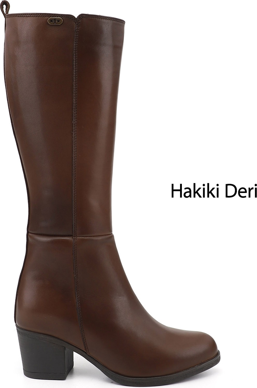 Gönderi(r) Kadın Siyah Fermuarlı Kalın Topuklu Hakiki Deri Çizme