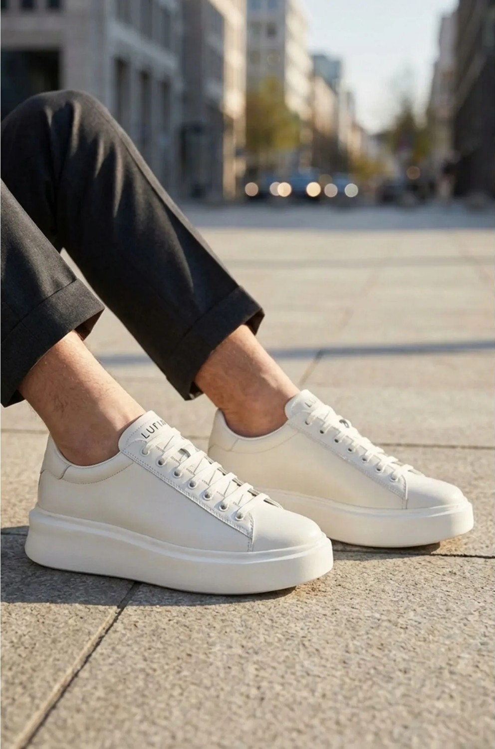 Lufian Gage Erkek Deri Sneaker Ayakkabı Beyaz görsel 6