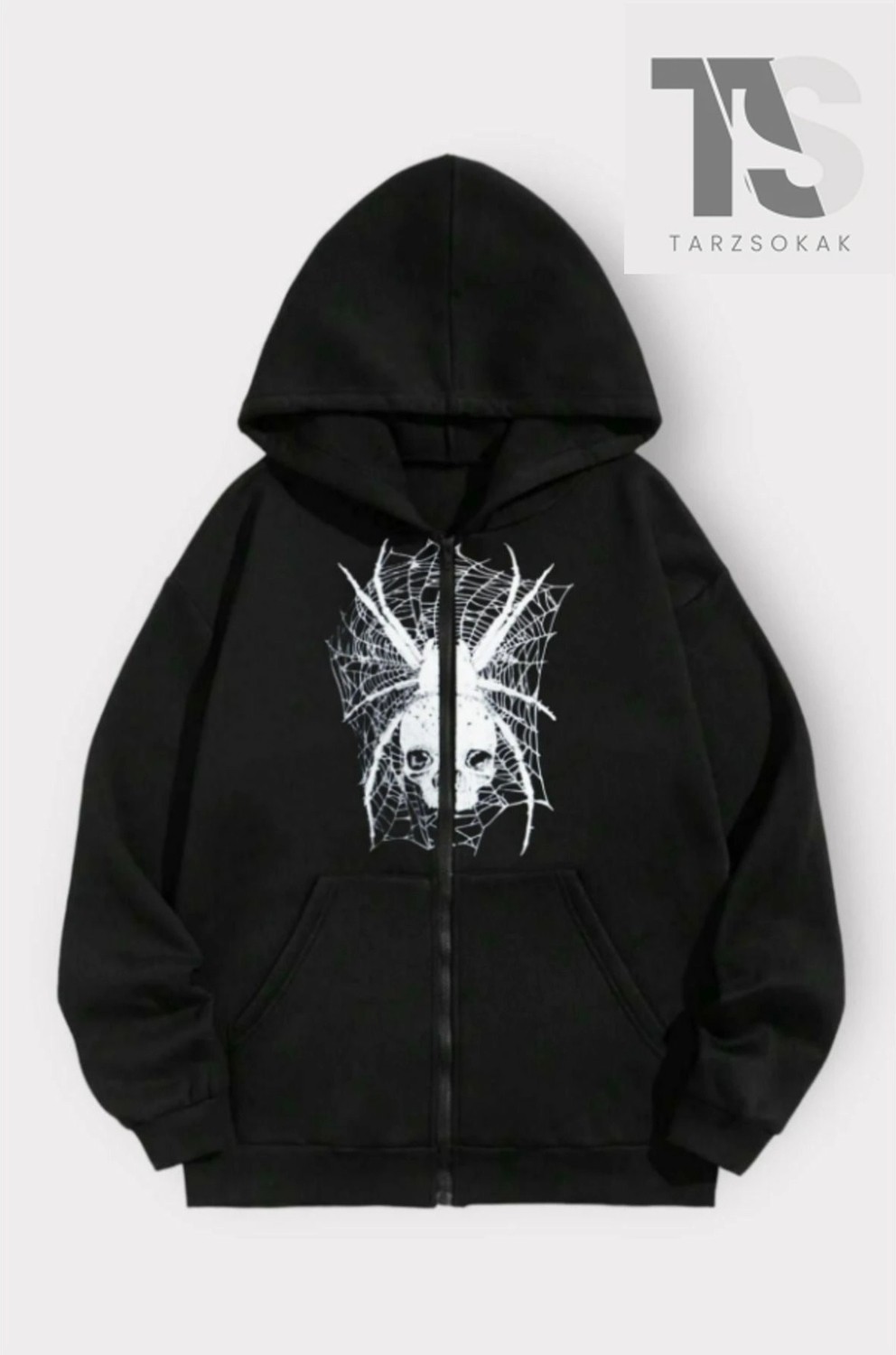Tarzsokak Karadul Ağ Desen Sweatshirt Fermuarlı Hırka