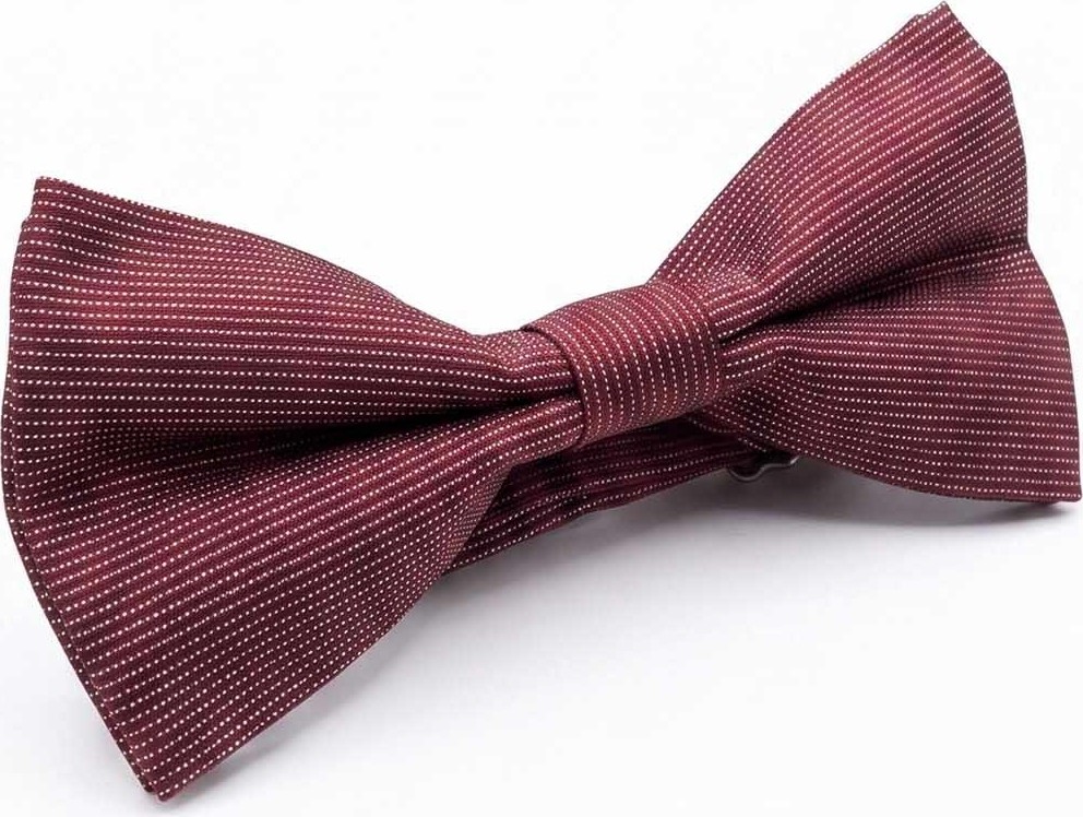 Kravatkolik Bordo Çizgi Ipek Papyon SB197 görsel 4