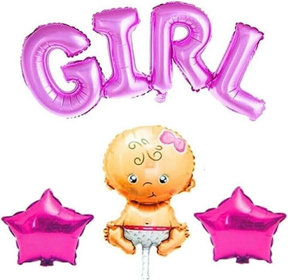 Feyza Design Girl Hastane Odası Süsleme Pembe Folyo Balon Seti