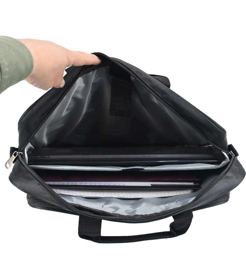 Sia Çanta Kaliteli Yumuşak Vinneks Kumaş Çok Gözlü El Tutma & Çapraz Askılı Laptop ve Evrak Çantası 17'' Inç görsel 3