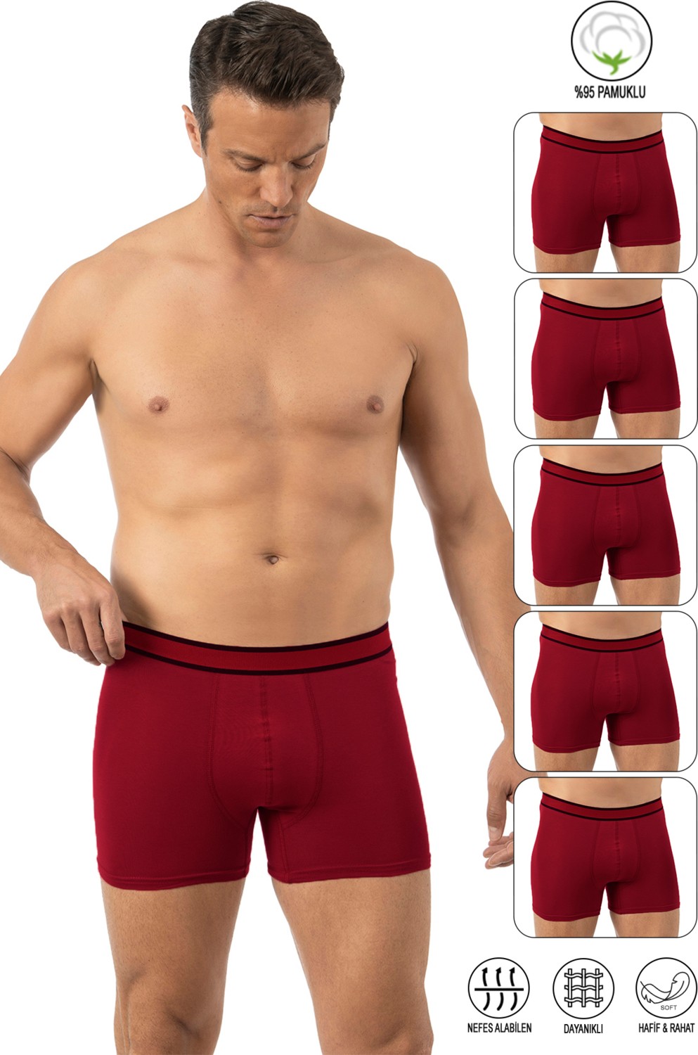 Özkan Underwear Özkan 11226 5'li Paket Erkek Pamuklu Likralı Boxer Şort