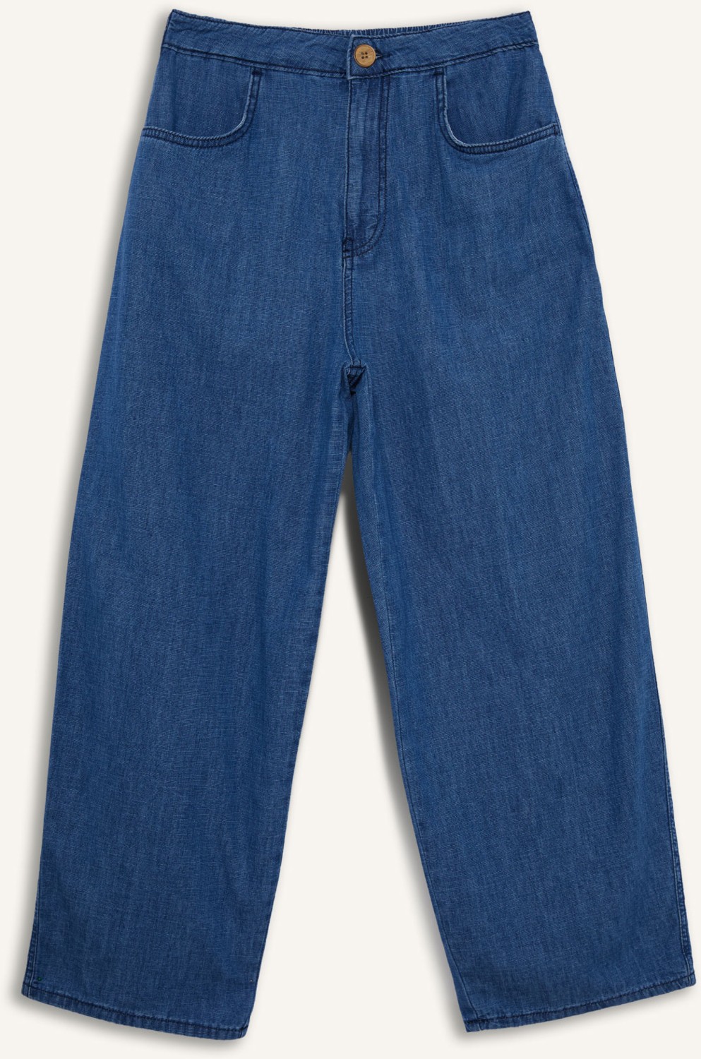 DeFacto %100 Pamuk Culotte Beli Lastikli Kısa Paça Bilek Boy Jean Pantolon E3041AX25SM görsel 7