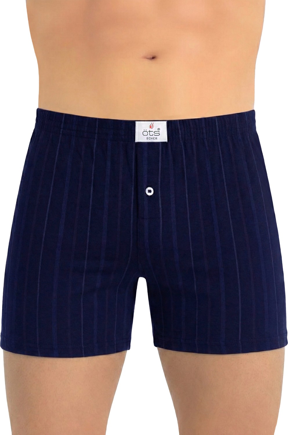 Öts Erkek %100 Pamuk Boxer Çizgili Düğmeli Ergonomik Tasarım (2652) görsel 6