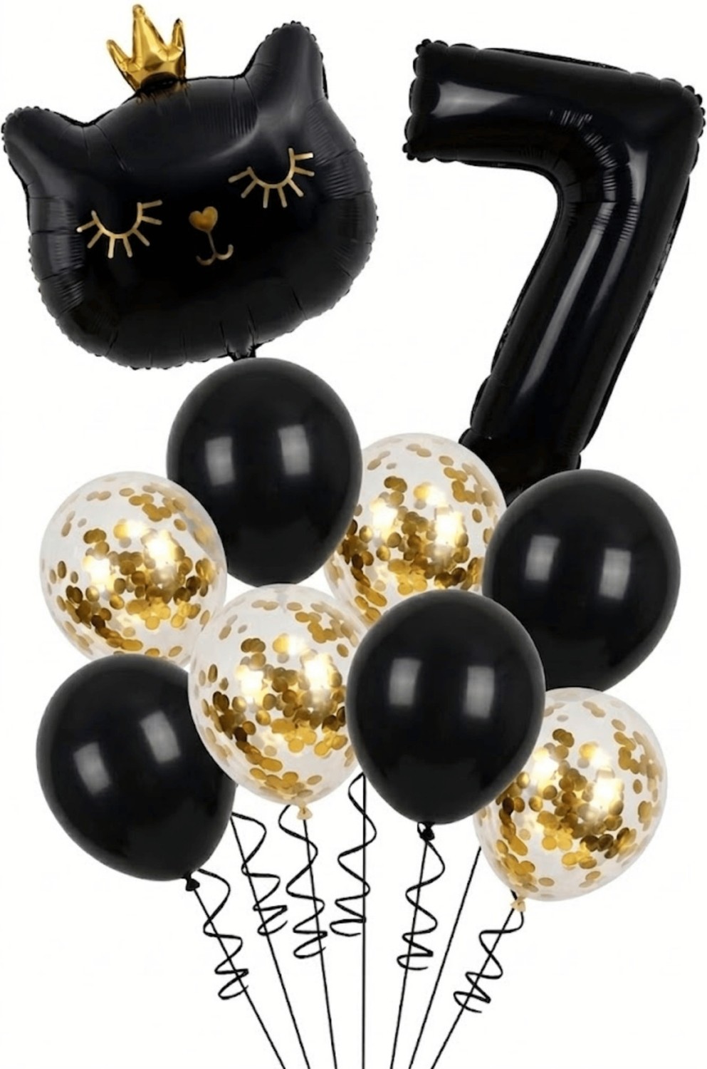 Feyza Design 7 Yaş Siyah Kedi Temalı Doğum Günü Balon Seti 11 Parça