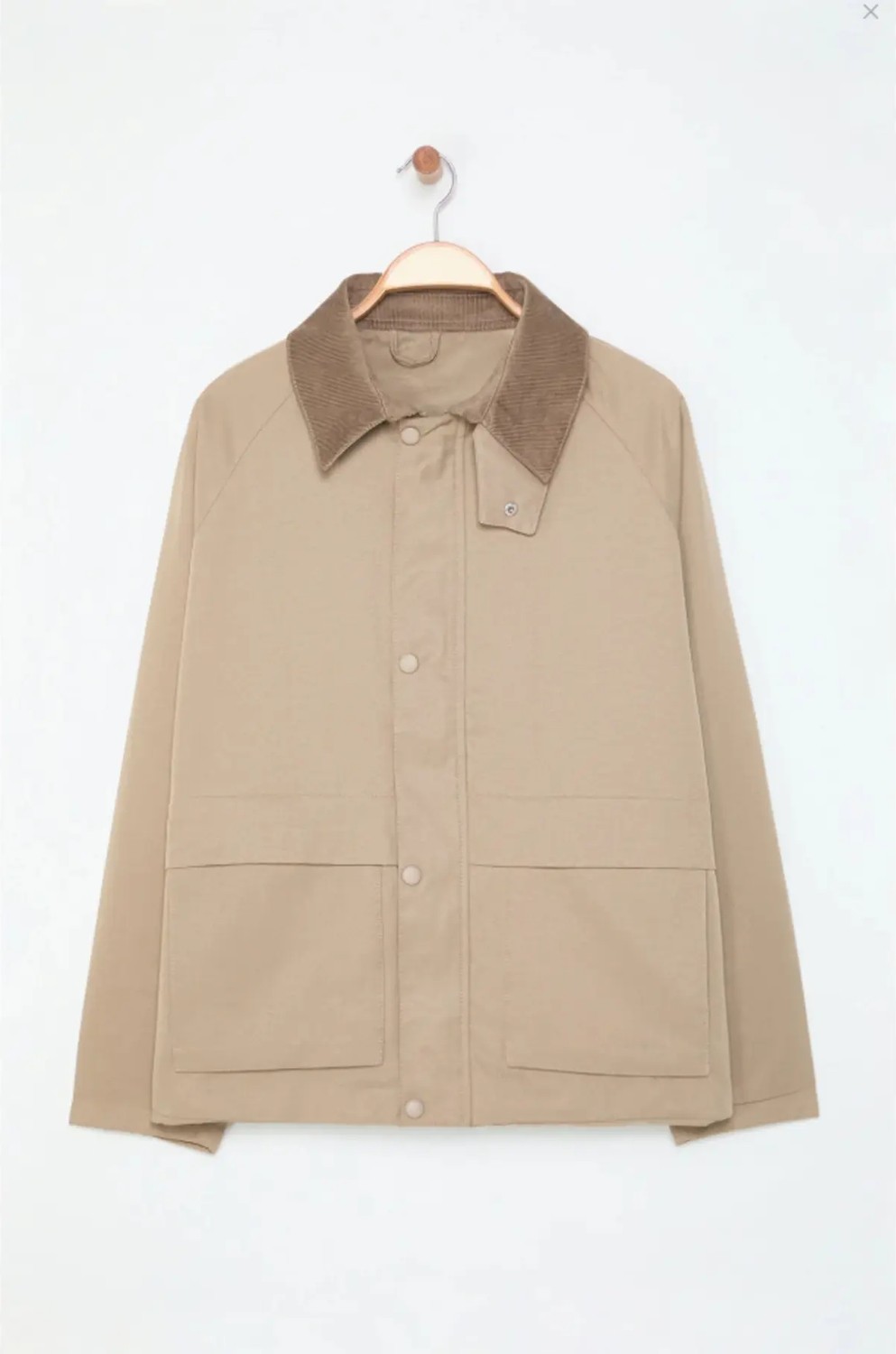 Belirtilmemiş Taş Oversize Kadife Yaka ve Çıtçıt Detaylı Unisex Mevsimlik Mont&ceket görsel 5