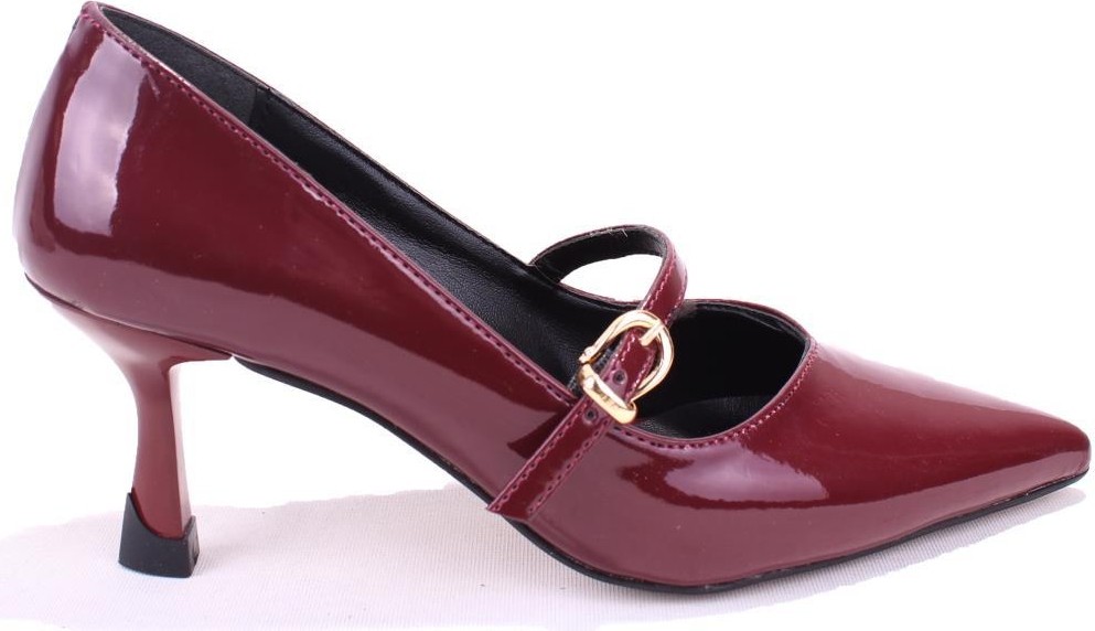 Dagoster DZA07-389100 Bordo Rugan Stiletto Topuklu Kadın Ayakkabı görsel 2