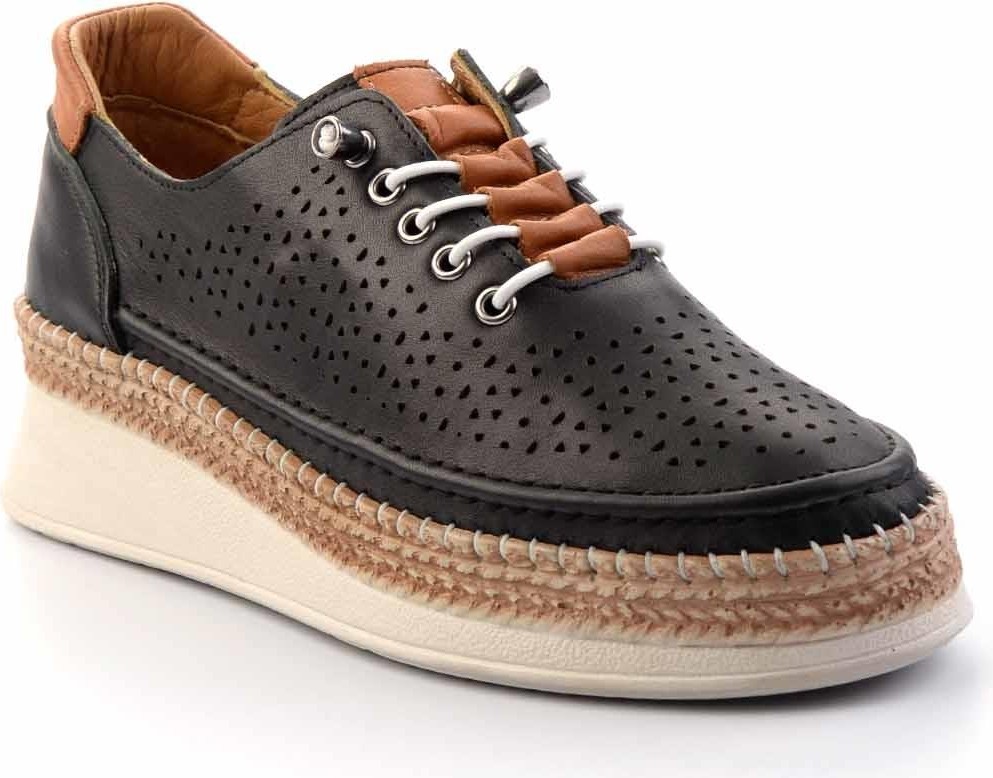 Bambi Siyah Hakiki Deri Kadın Espadril K01331036203 görsel 2
