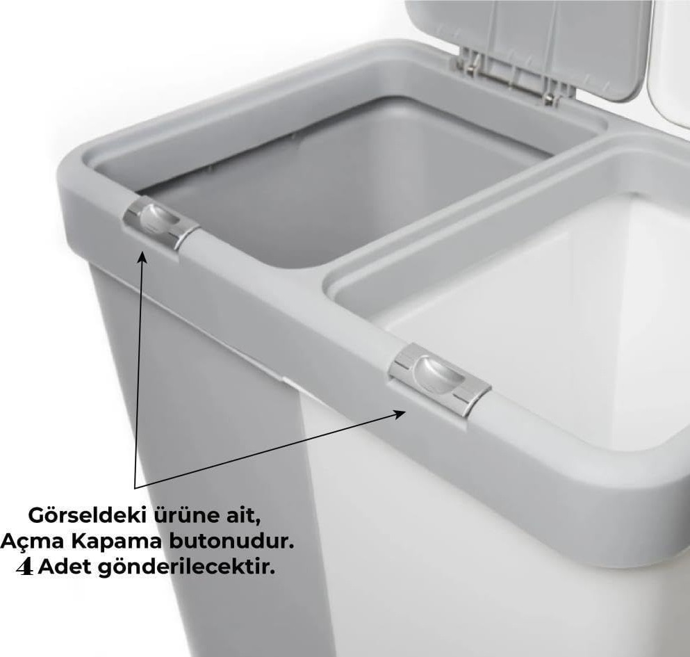 OEM Motek Çamaşır Sepeti Yedek Açma Kapama Buton,düğme 40LT-80LT 4 Adet görsel 4