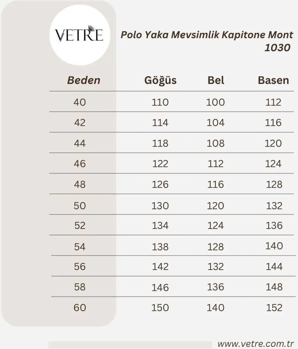Vetre Kadın Haki Polo Yaka Büyük Beden Kapitone Mont Uzun Kol Düz Desenli Model 1030 görsel 6