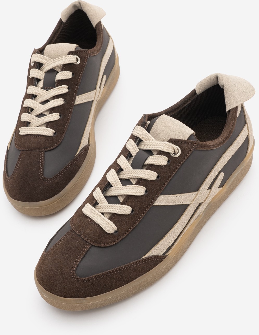 Marjin Kadın Sneaker Bağcıklı Spor Ayakkabı Alvena Kahve