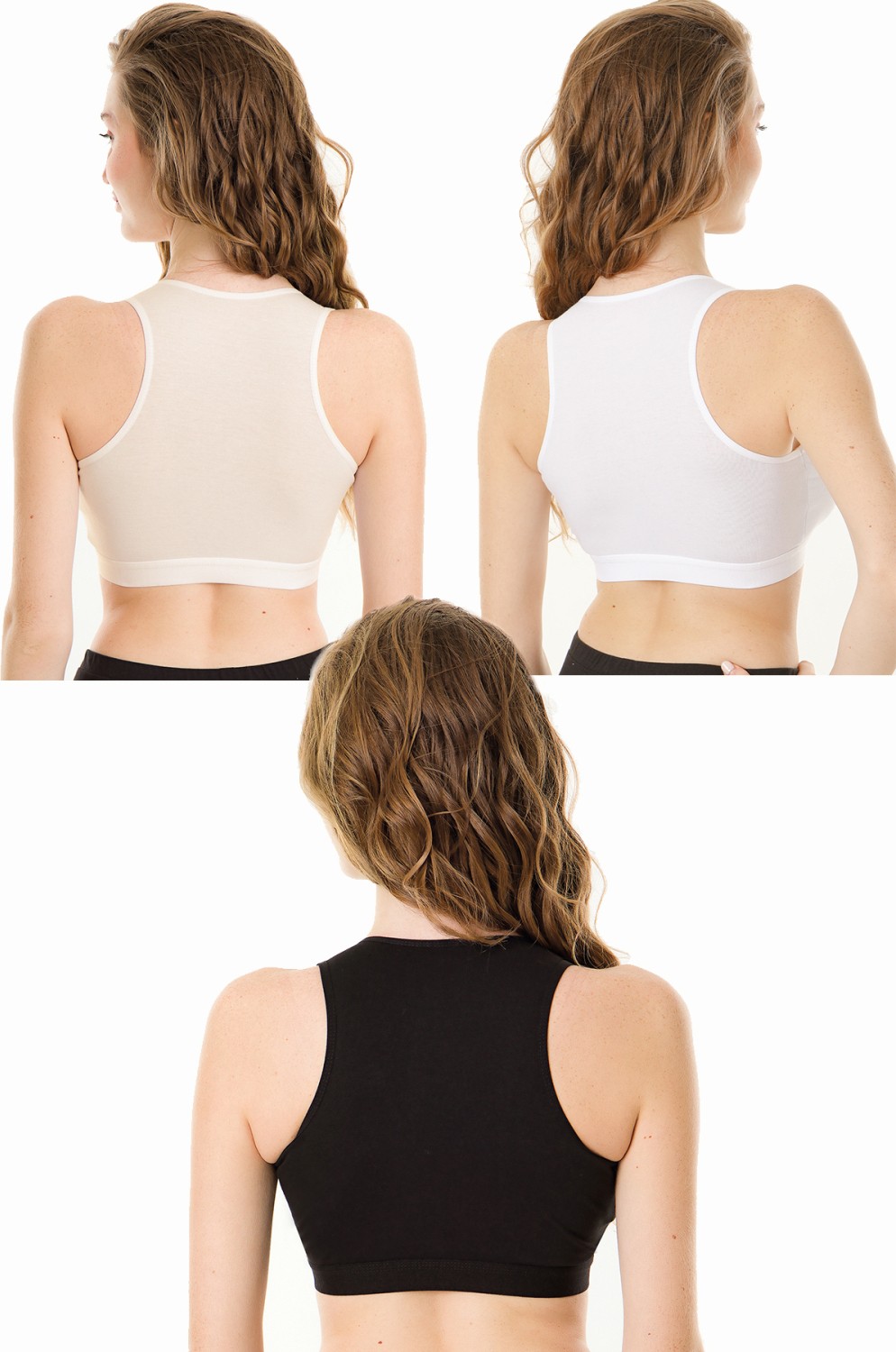 Parlingerie Emzirme Yarım Atlet 3lü Seti Siyah-Beyaz-Ten görsel 3